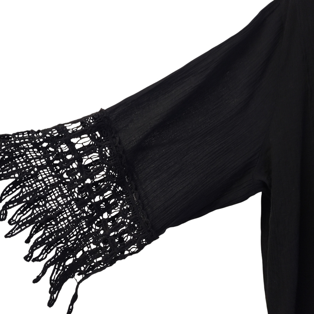 swimsuitsforall Women's Plus Size Crochet Trim Cover Up Black Size Large - Picture 9 of 13